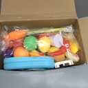 Kids Shopping Cart - 2 in 1 Toy Shopping Cart with Play Food Fruit Vegetable Dessert and Shop Accessories, 72pcs Pretend Play Grocery Store Toy Kitchen Game Trolley Play Set for Kids (Blue)