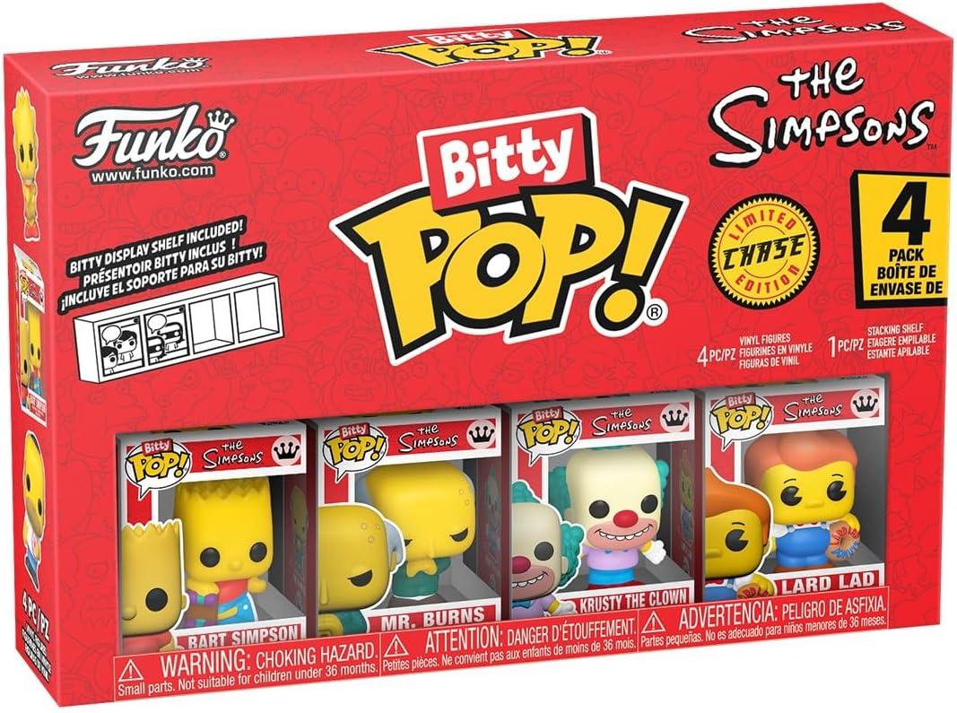 Funko Pop! Bitty: Simpsons - Bart Simpson, Mr. Burns, Krusty The Clown, and Mystery Chase Figure - 0.9 Inch (2.2 Cm) - The Simpsons Collectable - Stackable Display Shelf Included