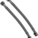 Water Supply Extension Line - 8 Inch Long, 3/8" Male Comp. To 3/8" Female Compression Stainless Steel Braided Hose, Fits Toilet Ballcock or Other Faucet Fitting - 2 Pieces