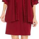 R&M Richards 2PC Sheath Dress & Jacket W/Ruffles & Detachable Necklace (18, Paprika)