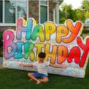 Rasta Imposta Deluxe Happy Birthday Inflatable Lawn Decoration Sign 9 feet by 5 feet LED Lights Outdoor Indoor Blow Up Yard Prop Signs