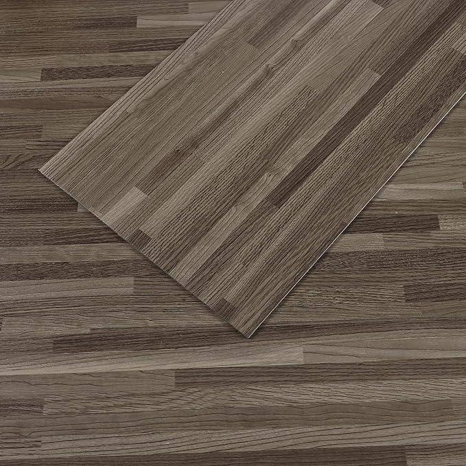 VEELIKE Peel and Stick Floor Tile Waterproof Vinyl Plank Flooring Taupe Brown Wood Laminate Flooring 32-Planks Self Adhesive Renter Friendly Vinyl Floor Tiles for Bathroom Bedroom Living Room 6''x36''