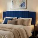 Upholstered Tufted Velvet Headboard, 3 in 1 Headboard for Full/Queen/King Size Bed, Height & Width Adjustable Head Board, Attach Frame, Study & Comfortable, Ideal for Bedroom, Dorm, Guest Room, Blue
