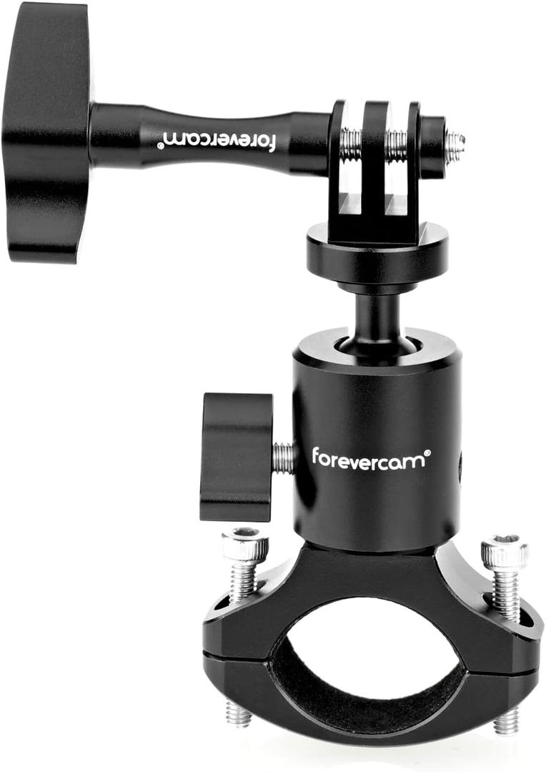 Forevercam Bike Handlebar Mount for Gopro Hero 13/12/11/10/9/8/Insta360/AKASO/DJI Osmo Aluminum Motorcycle Handlebar Mount 360Rotation Ball Head Gimbal