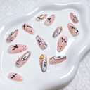 24Pcs Halloween Press on Nails Medium Almond Fake Nails Scary Bat Stick on Nails White Ghost Acrylic Nails With Glossy Full Cover Halloween Spider web False Nail Tips for Women Manicure Decoration