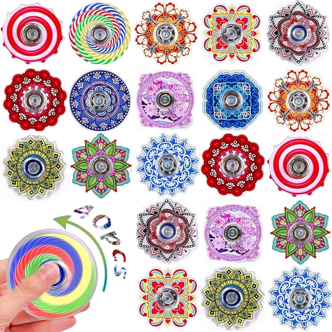 40 Pack Bohemian Fidget Spinner Toys Bulk, Mini Fidget Spinners for Kids Adults, Valentines Day Gifts Anxiety Toys Stress Relief Fidgets Easter Christmas Basket Stuffers Classroom Prizes