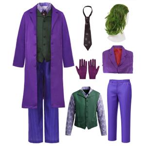 Mens Halloween Costumes Set with Coat Shirt Pants Wig Tie Gloves Halloween Clown Costume Cosplay Outfits, Small