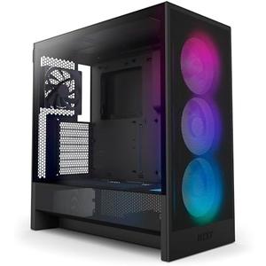 NZXT H5 Flow RGB 2024 - Compact ATX Mid-Tower PC Gaming Case - High Airflow - F360 RGB Core (CV) Included - 360mm Front & 240mm Top Radiator Support - Cable Management - Tempered Glass - Black
