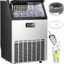 Commercial Ice Maker,2025 Upgraded-101lbs/24H Stainless Steel Ice Machine with 33lbs Storage Capacity, Auto Self-Cleaning, LED Digital Display, 45 Ice Cubes in 12 Mins,Home/Bar/Restaurant
