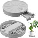 Plant Stand with Wheels Outdoor Round Rotating Plant Caddy Rollers Heavy Duty Dolly Large Plant Drainage Trays for Indoors No Holes 360Rolling Planter Caddies Bases (Grey 12inches 1pcs)