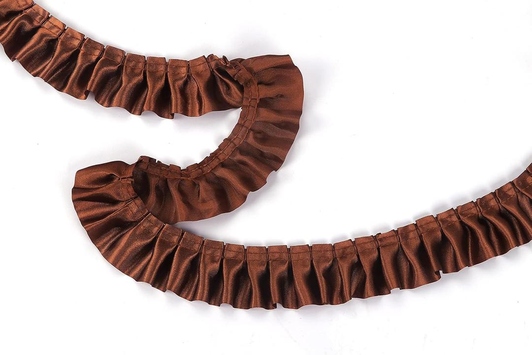 YYCRAFT 11 Yards Satin Ruffle Trim Fabric Trims and Embellishments by The Yard, 1.5 Inch Brown