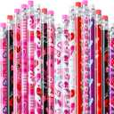 Marspark 48pcs Valentines Day Pencils Bulk Valentines Wood Heart Pencils with Erasers Valentine's Day Exchange Gifts for Valentine's Party Gifts Favors Goodie Bags Teacher Reward Supplies