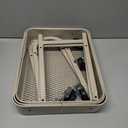 EAGMAK 3 Tier Rolling Cart, Large Metal Storage Cart with Handle and Lockable Wheels, Big Multifunctional Storage Organizer Trolley with Mesh Baskets for Kitchen, Living Room, Office, Garage (Beige)