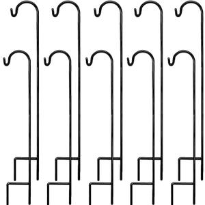 Ashman Black Shepherd Hook 48 Inch (7Pack), 10MM Thick, Super Strong, Rust Resistant Steel Hook Ideal for Use at Weddings,Hanging Plant Baskets, Solar Lights, Lanterns, Bird Feeders.