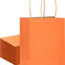 Qiqee Large Kraft Paper Bags with Handles 13"x10"x5" 32pcs Gift Paper Bag Orange Solid Color BagsLarge Size
