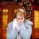 URUMQI Night Vision Glasses Fit Over Eyeglasses for Women Men, Anti Glare Polarized NightTime Glasses Oversized Yellow Lens (02 Transparent Grey Frame/Night Vision Lens)