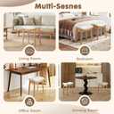 Square Linen Makeup Stool Small Ottoman Stool Chair for Vanity, Modern Padded Seat Foot Rest for Makeup Room, Bathroom (Classic-Beige)