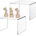 RattanView 2 Pcs 9 Inch Large Acrylic Risers Display Stands 5 mm Thick Acrylic Shelf Riser Showcase for Collectibles Jewelry Cupcakes Food Figures Perfume Cabinet (Clear)