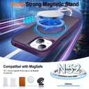 HuwaiH 360 Rotatable Magnetic Ring Stand for iPhone 15 Case, Compatible with MagSafe, Military-Grade Shockproof, Anti-Scratch Matte Translucent Phone Case for iPhone 15(Purple)