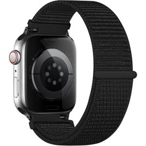 Nylon Loop Band Compatible with Apple Watch 11 10 9 8 7 6 5 4 3 2 1, Adjustable Sport Wristband for Women Men, Fits 38mm 40mm 41mm 42mm 44mm 45mm 46mm 49mm SE 3 SE 2 SE Ultra 3 Ultra 2 Ultra (Black)