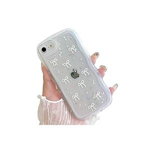 Qokey for iPhone 15 Case 6.1", Curly Wave Design Transparent Bling Glitter Star Shiny Case Cute Clear Transparent Shockproof Protection Soft Phone Cover Case for Women Girls, Clear