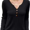 Edelqual Womens Long Sleeve Tops 2025 Fall Winter Sweater Casual Henley V Neck Shirts Light Tunic Trendy Fashion Clothes (L)