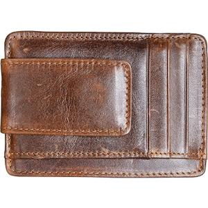 Money Clip RFID Front Pocket Wallet Men Leather Slim Minimalist Wallet
