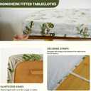 Rectangle Picnic Table Cloth, Elastic Waterproof Fitted Vinyl Tablecloths for 8 Foot Tables, Wipeable Flannel Backed Table Covers for Dining, Camping, Outdoor(Magpie,36"x96")