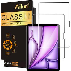 Ailun Screen Protector for iPad Air 13 Inch 2026/2025/2024 [8/7/6th Gen,M4/M3/M2], iPad Pro 13 Inch 2025/2024 [8/7th Gen,M5/M4], Tempered Glass Face ID Apple Pencil Compatible Case Friendly 2 Pack