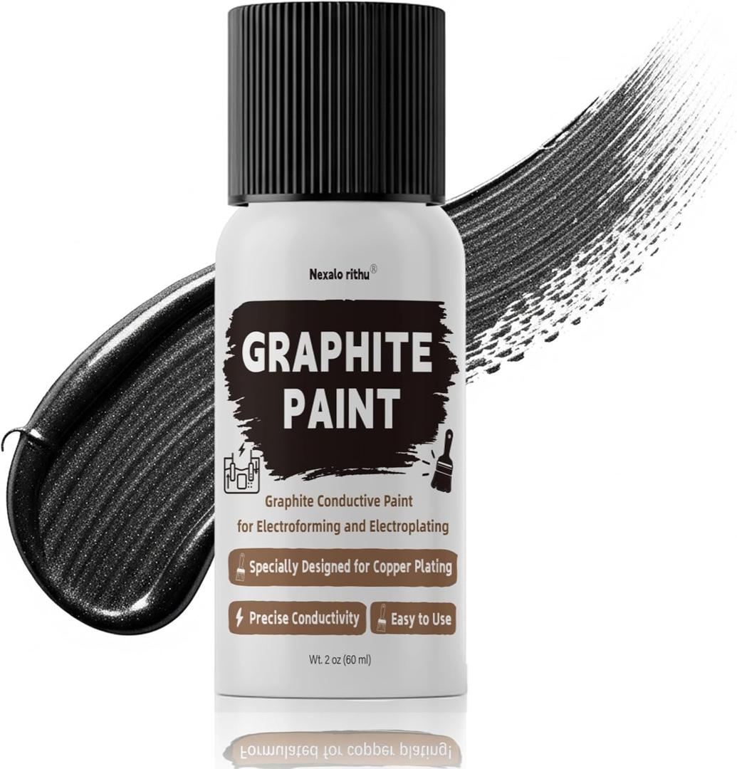 Conductive Paint, Graphite Conductive Paint for Electroforming and Electroplating, Copper Conductive Paint for DIY Projects, GraphitePaint  Suitable for 3D Prints, Resin Models & More  2oz 60ml