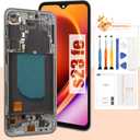 OLED Screen for Samsung S23 FE Screen Replacement for Samsung S23 FE LCD Screen SM-S711B,SM-S711U Touch Display Digitizer Assembly Repair Parts with Frame(Black with Fingerprint Function)