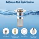 Sink Drain Strainer, 4 Pcs Pop Up Sink Stopper Bathroom with Removable Hair Catcher Basket, Kitchen Bathroom Drain Stopper Filter, Drain Hair Catcher for 1.1"-1.45" Basin Drain Holes