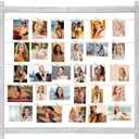 Photo Display Board With Clips,Picture Frame Collage for Wall Decor,Hanging Pictures Organizer Holder Wood for Graduation Party Letter Postcard Greeting Card,Pine,Adjustable Metal Bead String,Large (1 Pack, Rustic White)