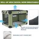 42 Inch Collapsible Dog Crate, Portable Dog Travel Crate for Large Dogs, Oxford Fabric Pet Carrier with 3 Mesh Doors, Plush Mat and a Foldable Bowl for Indoor & Outdoor, Green
