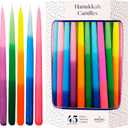 The Dreidel Company Dripless Deluxe Tapered Hanukkah Candles, Multicolored 3-Tone Pastel Decorations, 45 Menorah Candles for All 8 Nights of Chanukah 1-Hour Burn Time