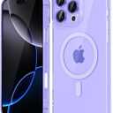 LoeoeL for iPhone 16 Pro Max Case Clear Mag Safe, Magnetic Transparent TPU Silicone Compatible with Magsafe Phone Case for Women, Slim Thin Glossy Non-Yellowing Bright Hard Plastic, Purple Lavender (Lilac)