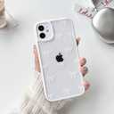 NITITOP Compatible with iPhone 11 Case Cute Clear Bowknot Pattern for Women Girl Bow Ribbon White Frame Design Shockproof Protective Girly Phone Cover - White Bow
