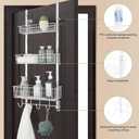 ETELI Over The Door Basket Organizer with 3 Mesh Baskets and 5 Hooks Heavy Duty Pantry Door Organizer Back of Door Storage Rack for Bathroom, Kitchen, Office, White, 5.5"D x 16.5"W x 35.4"H
