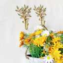 Vintage Flower-Shaped Decorative Wall Hooks, 2 Pack Hand-Painted Floral Metal Wall Hook Rack Hangers for Hanging Coats, Clothes, Keys, Hats, and Towels
