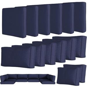 Aoxun 14-Piece Outdoor Cushions Covers with Zippered and Anti-Slip Dot, Patio Cushion Covers Replacement for Outdoor Furniture, Washable Reusable Couch Protectors, Navy Blue (Covers Only)