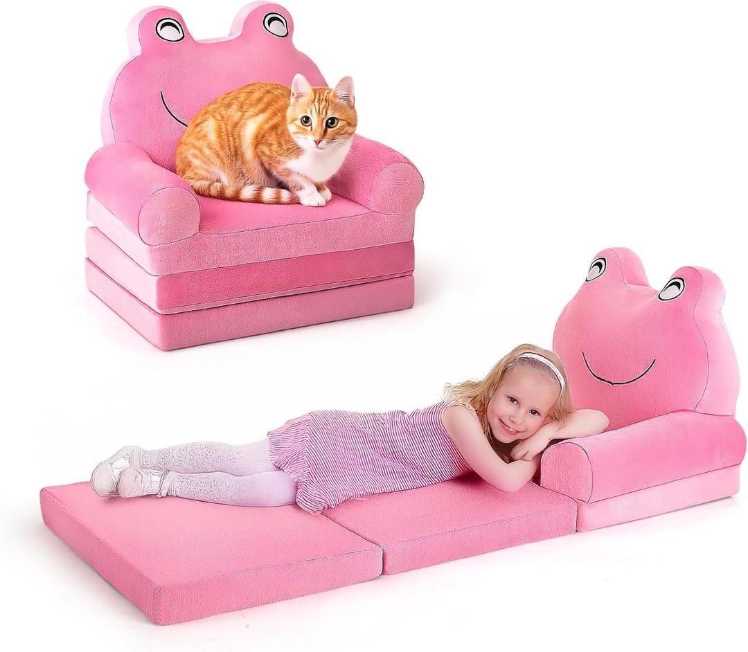 Kids Sofa Comfy, Adorable Animal Toddler Chair, Foldable Kids Couch with Removable Washable Cover, Soft & Breathable Fabric, No Assembly Needed, Foldable Baby Sofa(Pink Frog) Kids Sofa Comfy, Adorable Animal Toddler Chair, Foldable Kids Couch with Removable Washable Cover, Soft & Breathable Fabric, No Assembly Needed, Foldable Baby Sofa(Pink Frog)