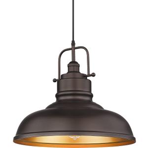 zeyu 17.7 Inch Farmhouse Pendant Light for Kitchen Island, Large Ceiling Hanging Light with Metal Dome Shade, Oil Rubbed Bronze Finish, 016-1M ORB