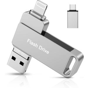Apple MFi Certified Flash Drive 512GB for iPhone Photo Stick USB Memory Stick Thumb Drives High Speed USB Stick Jump Drive External Storage Compatible for iPhone/iPad/Android/PC Silver
