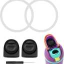 2pcs Rubber Bottle O Seal Ring & 2pcs Replacement Stopper for Owala FreeSip 24oz 32oz, BPA-Free Silicone Water Bottle Top Lid Mouth Parts for Owala 16/19/24/32/40oz Cap Gasket Plug Accessories(Black)