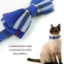 Cat Collar Breakaway with Bell and Bow Tie, Plaid Design Adjustable Safety Kitty Kitten Collars(6.8-10.8in) (Blue Plaid 1)