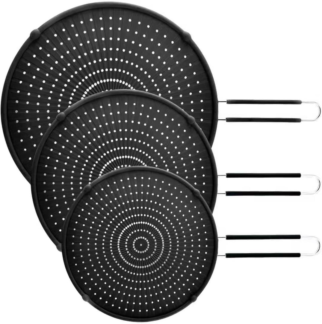 Silicone Splatter Screen for Frying Pan,Grease Splatter Guard,Heat-Resistant Splatter Guards for Cooking,Dishwasher Safe (9.8", 11.4", 13")