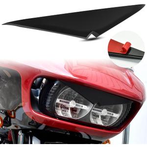 Headlight Eyebrows Sticker for 2015-Up Road Glide, Black Headlamp Eyebrow Eyelids Upper Tip Trim Decoration Cover Visor Decoration for Harley Davidson Road Glide 2015-Later Accessories
