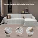 Chenille Couch Cover for Sofa Cover Washable Pet Scratch Couch Covers Tassel Sofa Slipcover for 3 Cushion Couch,Furniture Protector Blanket for Living Room,Beige 71"x134"
