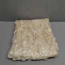 QueenDream Floral Round Tablecloth 60 Inch Ivory Rosette Wedding Tablecloth for Sweetheart Table Birthday Party Cake Table Decoration