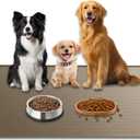 40"x30" XXL Silicone Dog Feeding Mat, 1.5MM Extra Thick Dog Bowl Mat for Food and Water, Large Non-Slip Placemat with High Edges for Dogs Bowls, Easy to Clean, Brown